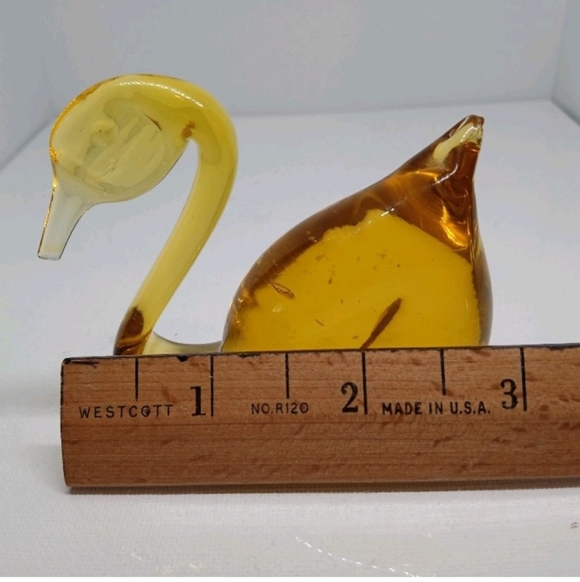VTG VIKING 1972 Amber Blown Art Glass Fig. Epic Line SWANTones Of Gold 2.75"x 3" - Picture 6 of 8